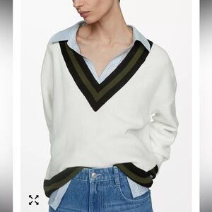Mango contrasting V-neck sweater